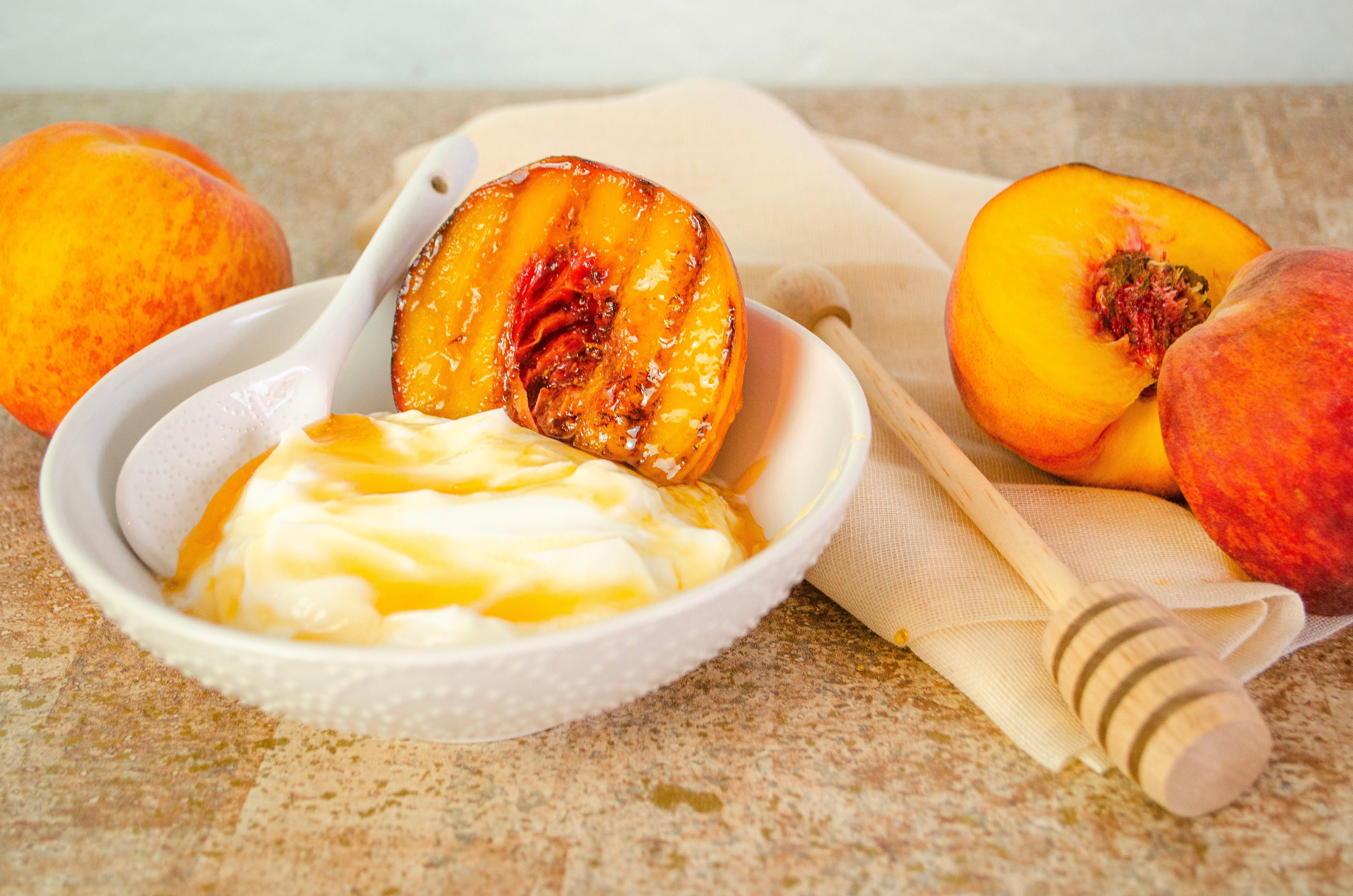 Raw Honey and Grilled Georgia Peaches with Yogurt