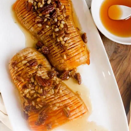 Honey Glazed Hasselback Butternut Squash