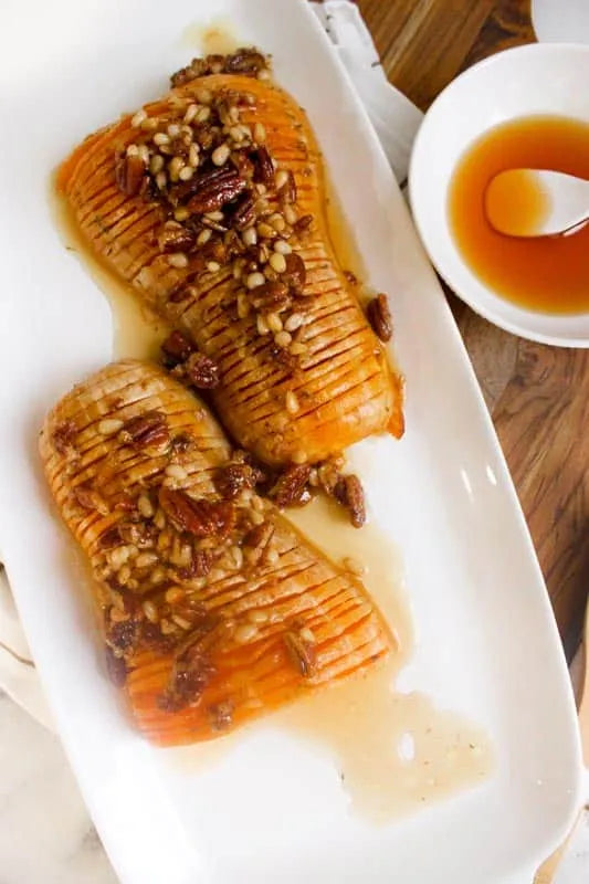 Honey Glazed Hasselback Butternut Squash